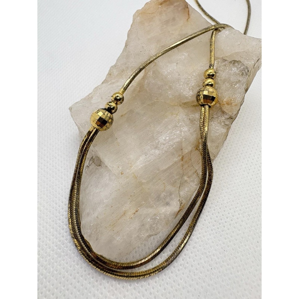 Milor 925 Sterling Silver Gold Plated Italy Necklace Beaded Snake Chain 18" 11g‎